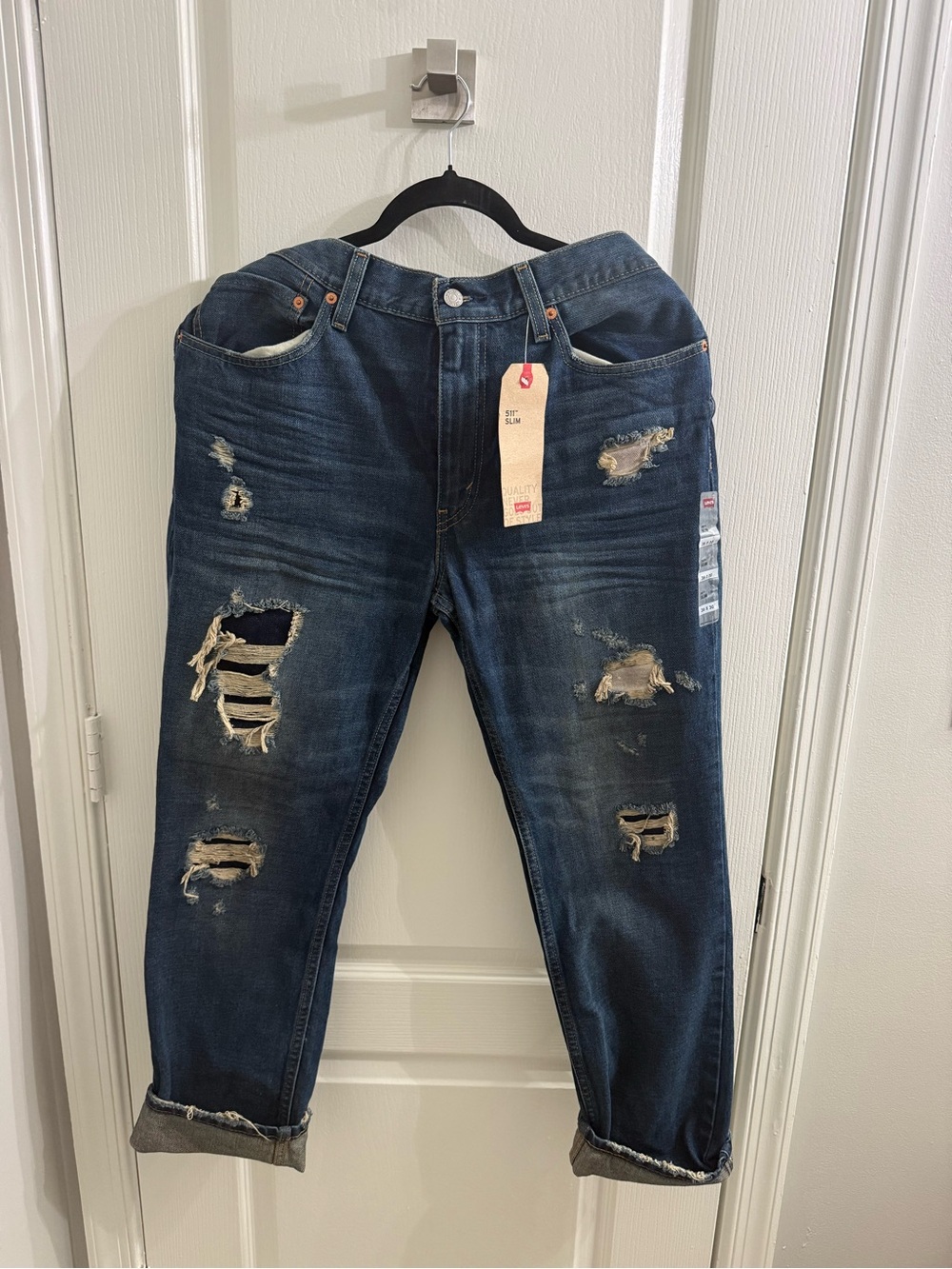 Levi's Dark Blue Distressed Slim Men’s Jeans
